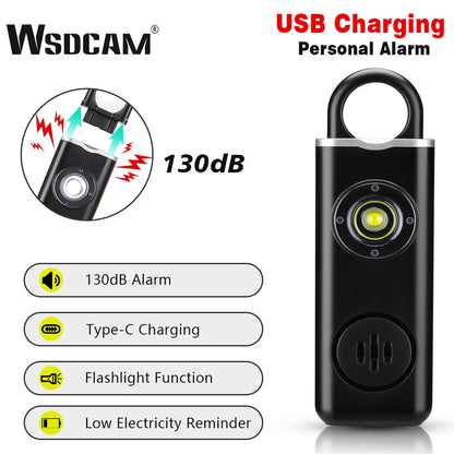 130Db Rechargeable Personal Self Defense Alarm - Loud Emergency Panic Alarm for Women and Girls