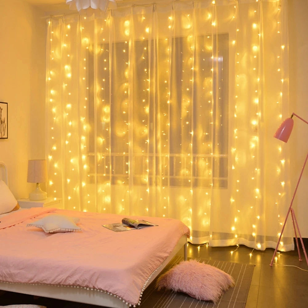 Christmas Lights Curtain Garland Merry Christmas Decor for Home 2025 Xmas Ornament Navidad Gifts Fairy Lights Festoon New Year