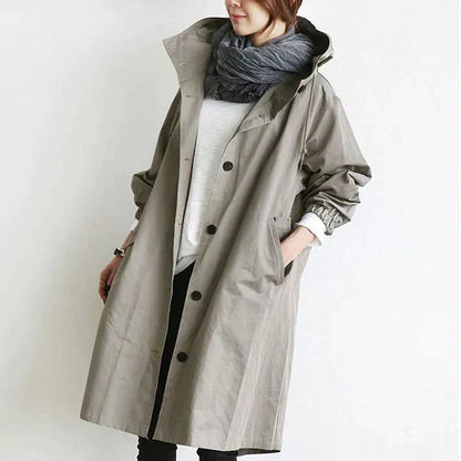 Damen Wasserabweisender Trenchcoat Schwarz