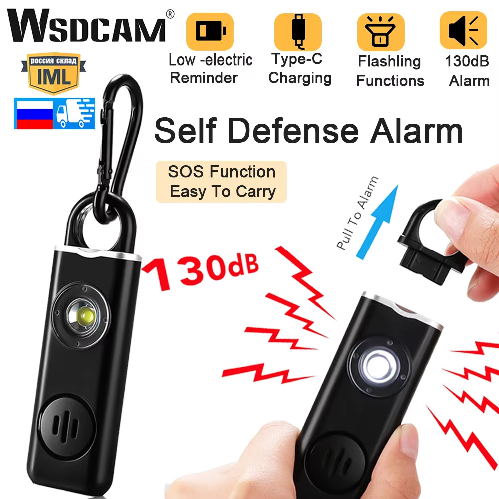 130Db Rechargeable Personal Self Defense Alarm - Loud Emergency Panic Alarm for Women and Girls