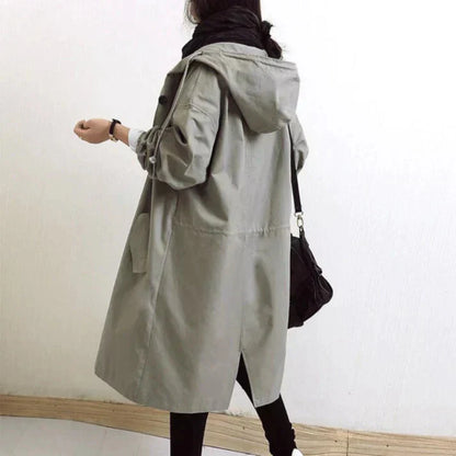 Damen Wasserabweisender Trenchcoat Schwarz